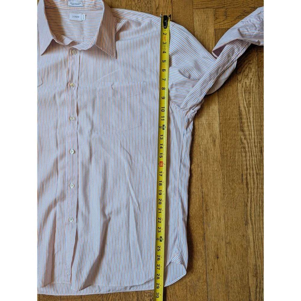 J.Crew Mens XL Orange Blue Striped Button Down Shirt 100s‎ 2-Ply Cotton 62270